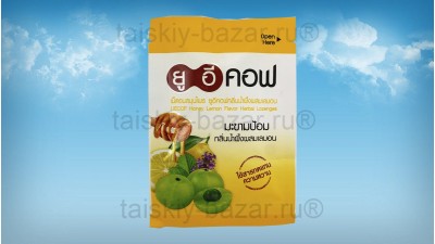 Тайские аюрведические таблетки от кашля UECOF с медом, лимоном и эмбликой