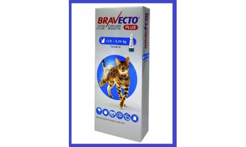 Бравекто Плюс для кошек весом 2.8-6.25 кг капли на холку (1 пипетка)
