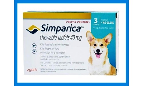 Жевательная таблетка Zoetis "Симпарика" для собак весом 10-20 кг