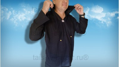 Мужская ЧЕРНАЯ  рубашка с капюшоном с длинным рукавом из Тайланда